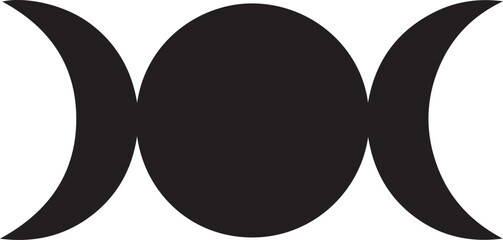 Triple Moon Goddess Symbol - Wiccan Crescent and Full Moon Vector