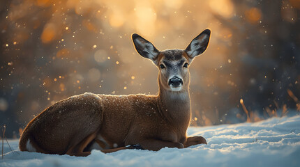 deer in the snow
