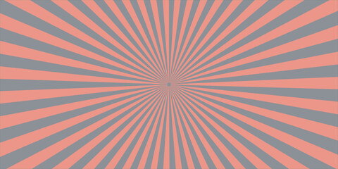 Retro grunge sunburst vector illustration featuring bright orange and yellow radial rays, texture, and pattern for a vintage summer wallpaper design