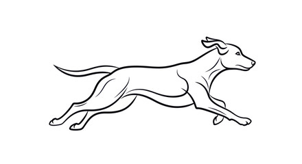 Fototapeta premium Dynamic illustration of a running dog in motion with sleek black outline on white background