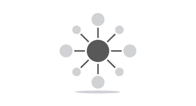 Illustration of a centralized concept with multiple interconnected nodes radiating outward