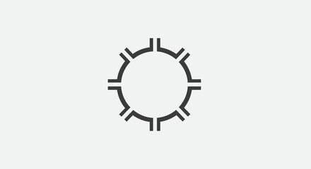 Minimalist circular gear icon symbolizing precision engineering and technological innovation