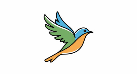 Obraz premium Colorful cartoon hummingbird in flight with vibrant feathers and a cheerful expression