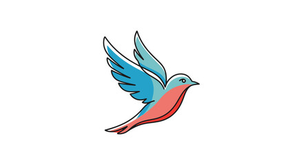 Obraz premium Elegant illustration of a vibrant blue and red songbird with outstretched wings symbolizing