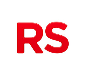 Bold, shiny red 3D RS initials, perfect for branding and design elements. 3d illustration