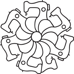 Sewing Machine Mandala Line-Art Floral Design.eps