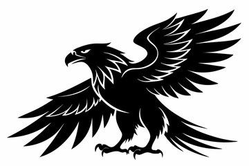Obraz premium eagle silhouette black and white on white background