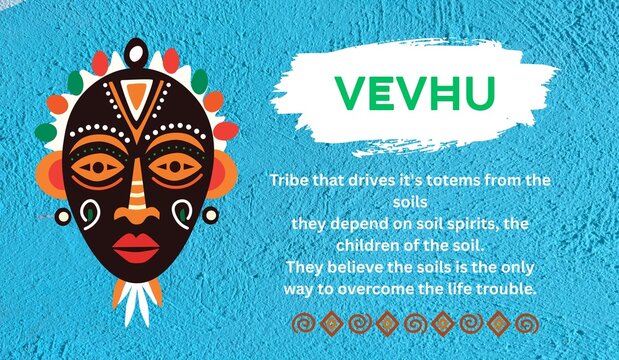 Illustration of an African ancient mask design representing the VEVHU tribe