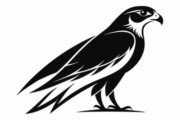 Obraz premium falcon silhouette black and white on white background