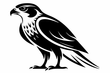 Obraz premium falcon silhouette black and white on white background