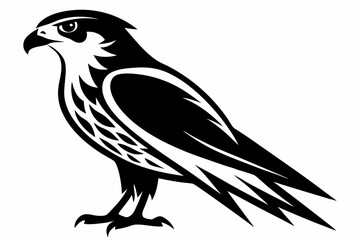 Obraz premium falcon silhouette black and white on white background