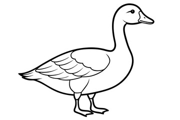goose silhouette black and white line art on white background