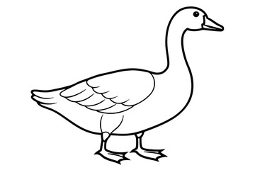 goose silhouette black and white line art on white background