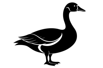 goose silhouette black and white line art on white background
