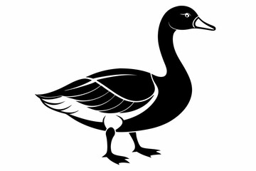 goose silhouette black and white line art on white background