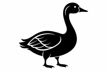 Obraz premium goose silhouette black and white line art on white background