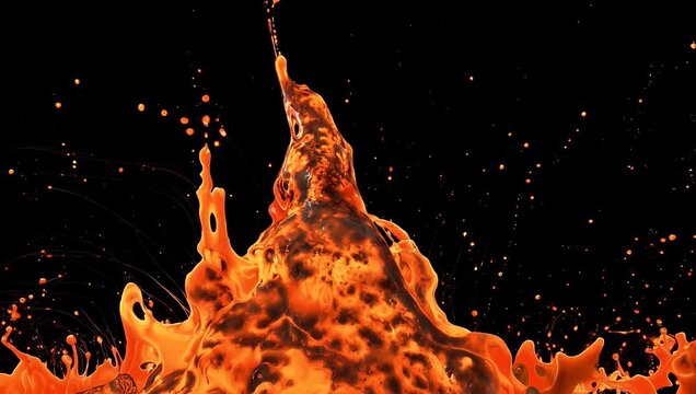 creative 4k animated sequence showing a wavy cartoon style lava or hot liquid form at the bottom of the frame with short moving lines in corners perfect for playful stylized motion graphics or