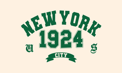 Retro typography college varsity Newyork slogan print for graphic tee t shirt or sweatshirt - Vector