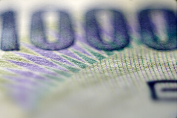 Close-Up View of a Detailed High-Value Banknote with Intricate Patterns