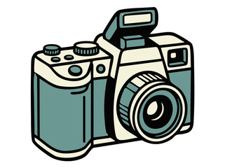 green digital camera on white background