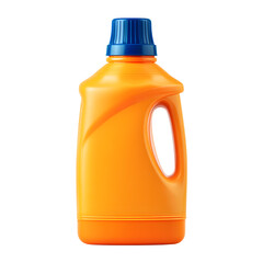 Professional Orange Plastic Detergent Bottle with Blue Cap Isolated Image