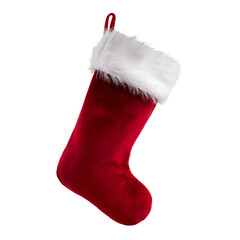 Elegant Red Christmas Stocking with White Fur Trim Hanging Decor