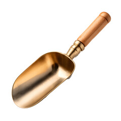 Exquisite Bronze Metal Scoop with Wooden Handle - High-Quality Stock Image for Creative Professionals