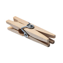 Single Wooden Clothespin with Metal Spring Mechanism
