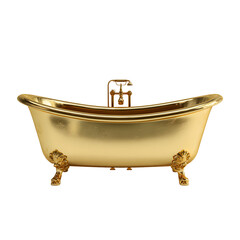 Luxury Gold Bathtub Isolated on White Background for Elegant Bathroom Design