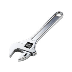 Professional Chrome Adjustable Wrench Isolated on White Background