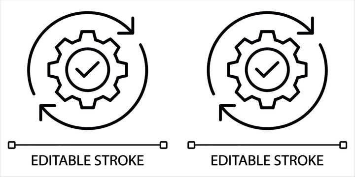 Streamline workflow processes with this scalable automation icon set for efficient business operations and success, featuring editable stroke.