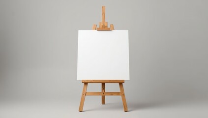 wooden easel with blank canvas