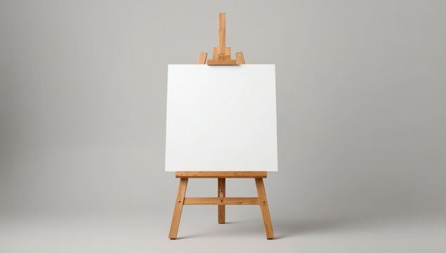 wooden easel with blank canvas