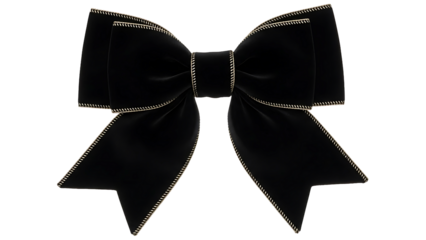 Elegant black velvet bow with gold trim for luxurious gift wrapping and sophisticated holiday decorations, adding a touch of class to your celebrations