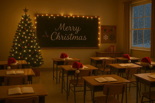 classroom in christmas theme