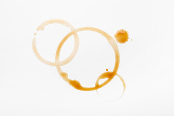 Coffee cup rings on white background