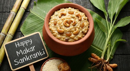 Happy Makar Sankranti 2026, minimalistic yet premium poster/banner for Sankranti theme wishes, ready to post in social media