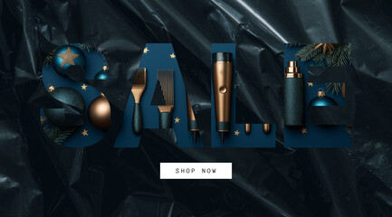 The concept of discounts for the hairdresser's day, created with the help of Generative AI technology.