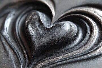 Ethereal Heart of Silver: A mesmerizing display of silver liquid gracefully forming a heart shape, evoking a sense of artistic beauty and liquid affection.