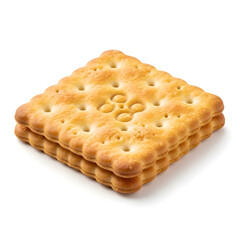 Stack of Golden Square Biscuits with Perforations