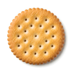 Round Cracker with Perforations on White Background