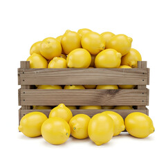 Fresh Lemons in a Wooden Crate