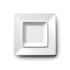 Two Stacked White Square Plates on White Background