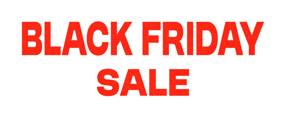Black Friday Sale red text on white background promotion banner