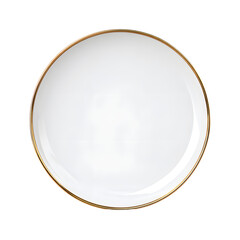 Elegant Round White Plate with Thin Gold Rim - Stylish Tableware Photography
