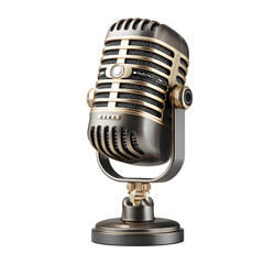 Professional Podcast Microphone on White Background for Broadcasting and Recording