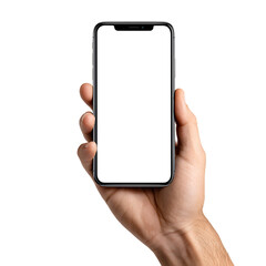 Professional Hand Holding Smartphone with Blank Screen Isolated