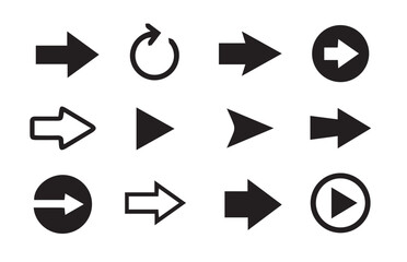 Set of black arrows icons collection, vector illustration for web design, apps, interface and more