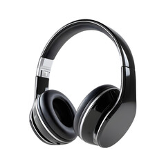Professional Black Over-Ear Headphones Floating Isolated on White Background