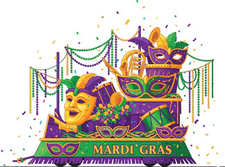 Mardi Gras Parade Float Vector Illustration